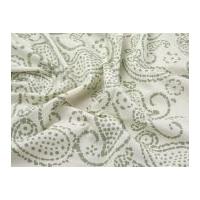 Hand Printed Paisley Batik Cotton Dress Fabric Cream & Sage Green
