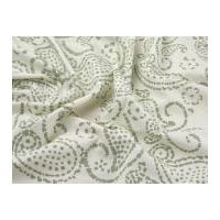 hand printed paisley batik cotton dress fabric cream sage green