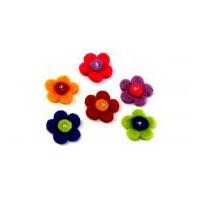 Habico Beaded Flower Handmade Felt Embellishments 30mm Bright Assortment