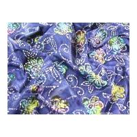 Hand Printed Floral Batik Cotton Dress Fabric Purple