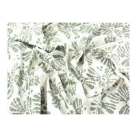 Hand Printed Floral Batik Cotton Dress Fabric Cream & Sage Green