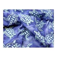 Hand Printed Turtle Batik Cotton Dress Fabric Blue