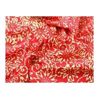 Hand Printed Floral Batik Cotton Dress Fabric Red