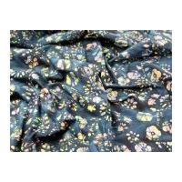 Hand Printed Floral Batik Cotton Dress Fabric Navy Blue