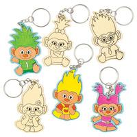 Hairy Heads Colour-in Wooden Keyrings (Pack of 6)