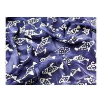 Hand Printed Fish Batik Cotton Dress Fabric Navy Blue