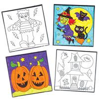 Halloween Colour-in Window Decorations (Pack of 36)