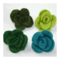 Habico 3D Flower Handmade Felt Embellishments 45mm x 35mm Green