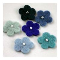 Habico Pearl Flower Handmade Felt Embellishments 30mm Blue