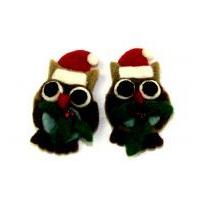 Habico Christmas Owls Handmade Felt Embellishments 85mm x 55mm