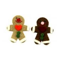 Habico Christmas Gingerbread Men Handmade Felt Embellishments 70mm x 85mm