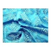 Hand Printed Turtle Batik Cotton Dress Fabric Turquoise