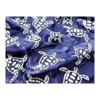 hand printed turtle batik cotton dress fabric navy blue