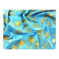 Hand Printed Palm Tree Batik Cotton Dress Fabric Turquoise
