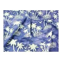 Hand Printed Palm Tree Batik Cotton Dress Fabric Blue