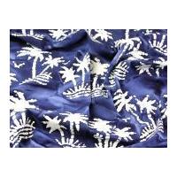Hand Printed Palm Tree Batik Cotton Dress Fabric Navy Blue