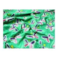 hand painted butterfly batik cotton dress fabric green