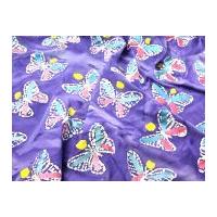 hand painted butterfly batik cotton dress fabric purple