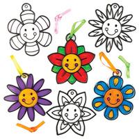 happy face flower suncatcher decorations pack of 8