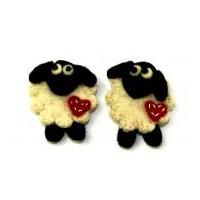 habico sheep handmade felt embellishments 45mm x 65mm black cream