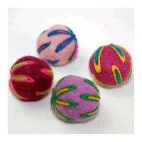 Habico Stitched Balls Handmade Felt Embellishments 30mm Pink Purple