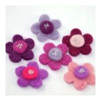 Habico Beaded Flower Handmade Felt Embellishments Pink Purple