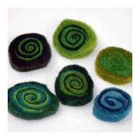Habico Swirls Handmade Felt Embellishments 30mm Green