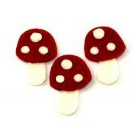 Habico Mushroom Handmade Felt Embellishments 50mm x 75mm Red