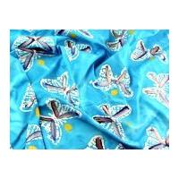 Hand Painted Butterfly Batik Cotton Dress Fabric Turquoise