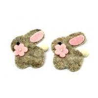 Habico Rabbit Handmade Felt Embellishments Grey & Pink