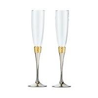 Hammered Gold and Polished Silver Wedding Champagne Glasses