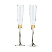 hammered gold and polished silver wedding champagne glasses