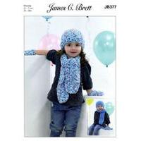 Hat, Scarf and Mittens in James C. Brett Flutterby Chunky (377)