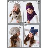 Hats, Headband, Neckwarmer and Snood in Stylecraft Swift Knit (8758)