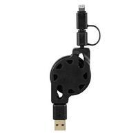 hama 12m 2 in 1 gold plated retractable microusb cable black with