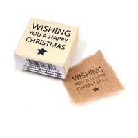 Happy Christmas Wooden Stamp 3.7 x 3.7 cm