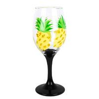 Hand Painted Wine Glass Pineapple