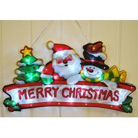 Hanging Merry Christmas Sign with 20 Ice White LED\'s by Snowtime