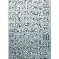 Happy Birthday Silver Celebratory Text Stickers. Each