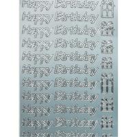 happy birthday silver celebratory text stickers each