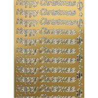 Happy Christmas Gold Celebratory Text Stickers. Each