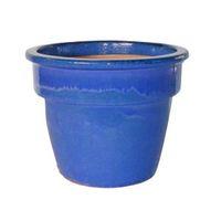 hazelbrook round glazed blue pot h24cm dia34cm