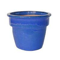 hazelbrook round glazed blue pot h14cm dia23cm