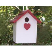 handmade hanging red heart bird house