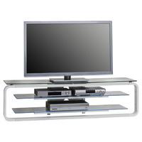 Harley White High Gloss Clear Glass Top LCD TV Stand With LED