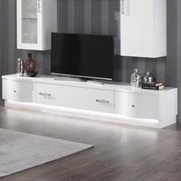 Hazel TV Stand Large In White Gloss With Flat Base And LED