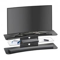 hailey tv stand rectangular in black glass