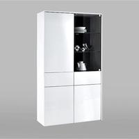 Haven Glass Display Cabinet In White With High Gloss Fronts