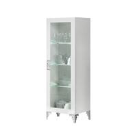 Hazel Display Cabinet In White Gloss With Chrome Legs And LED