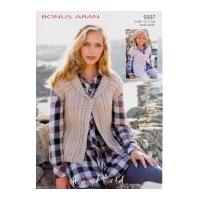 hayfield ladies girls waistcoats bonus knitting pattern 9397 aran